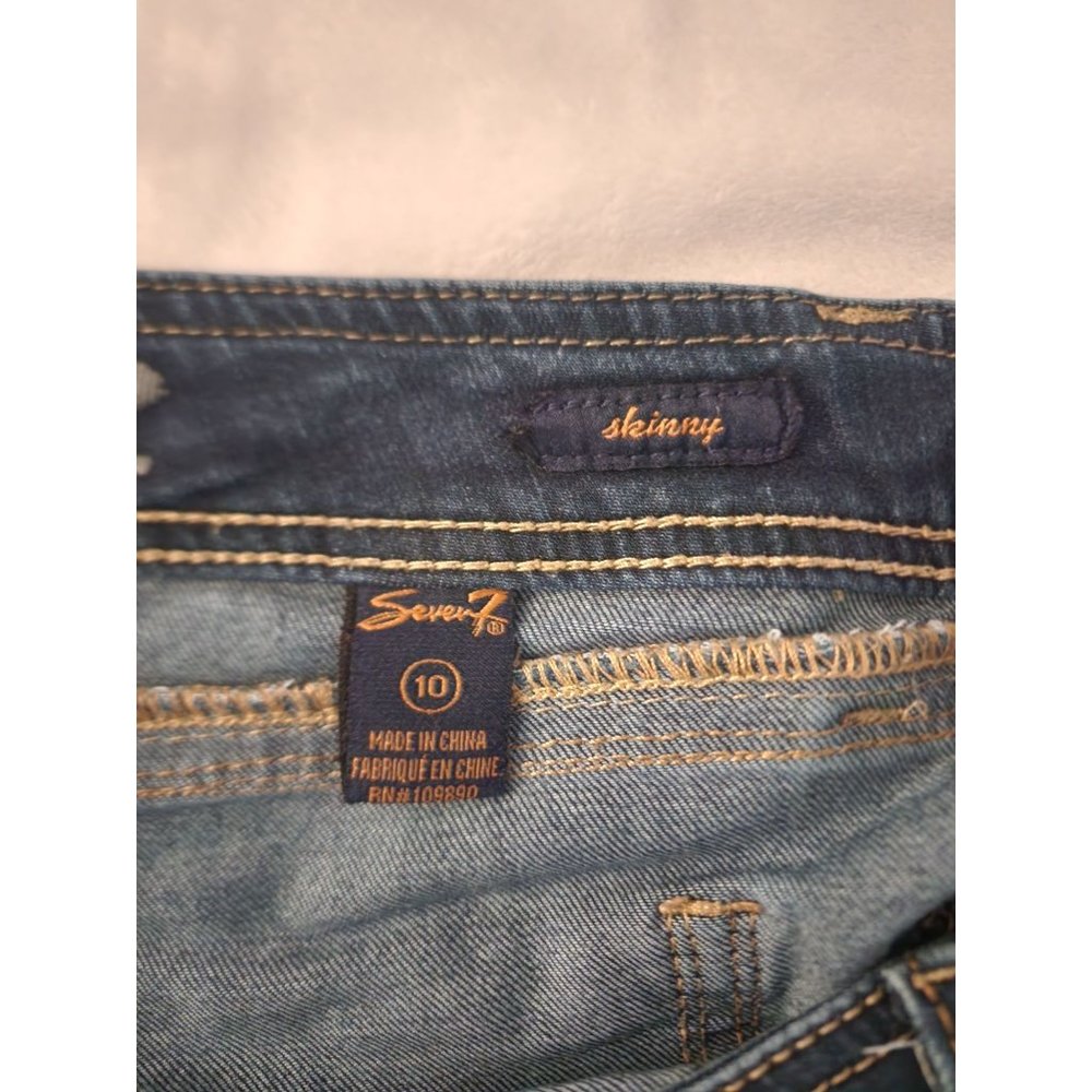 Seven7 Women's Dark Wash Mid Rise Cotton-Blend Skinny Jeans Size 10 - Picture 8 of 14
